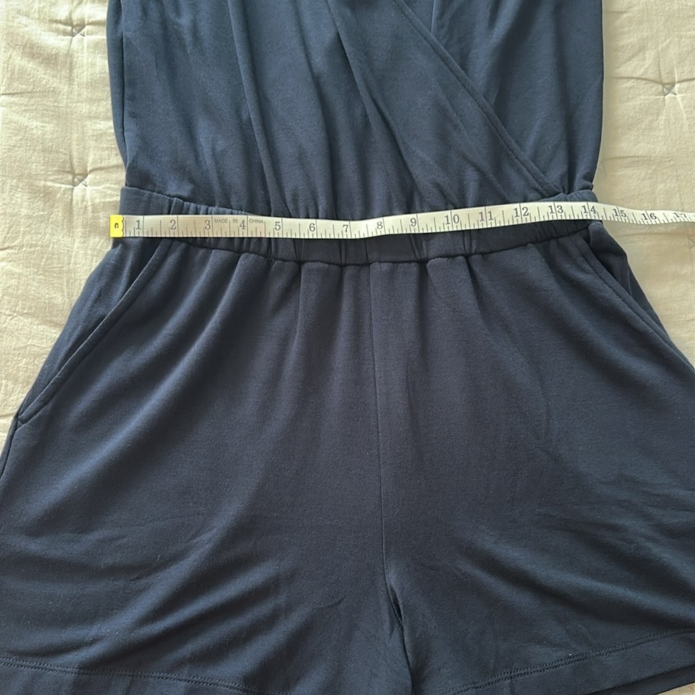 LOFT dark Blue V-Neck Romper - Picture 5 of 10